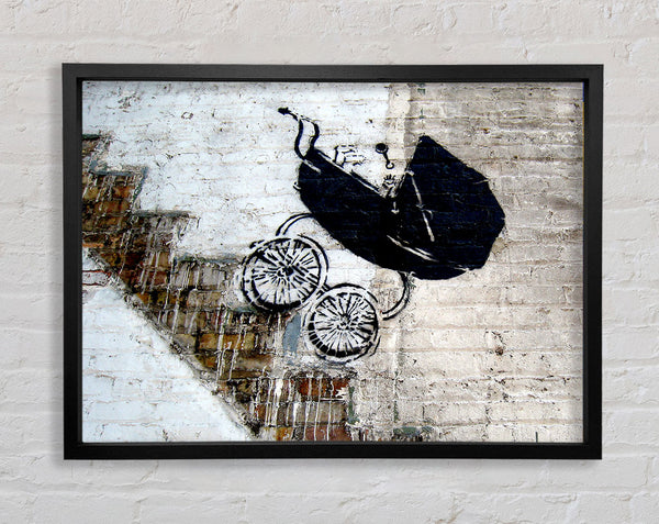 Banksy Pram Stairs Framed Print