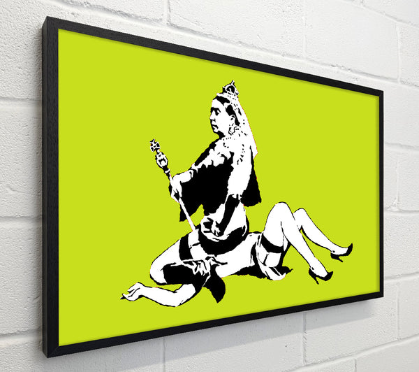 Banksy Queen Elizabeth Legs Lime