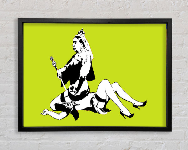 Banksy Queen Elizabeth Legs Lime Framed Print