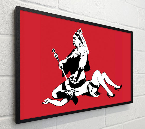 Banksy Queen Elizabeth Legs Red