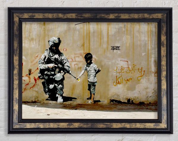 Soldier Flower Gun Boy Framed Print