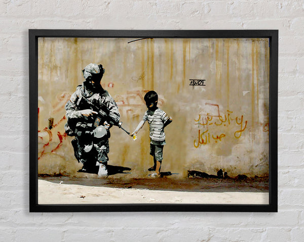 Banksy Soldier Flower Gun Boy Framed Print