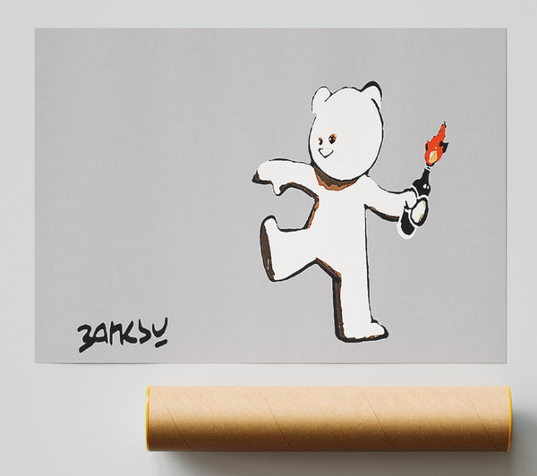 Banksy Teddybear Bomber Grey Print