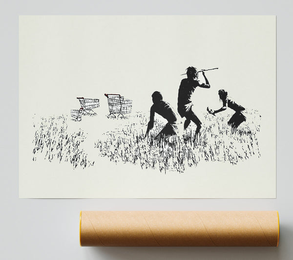 Banksy Trolley Hunters Cream Poster