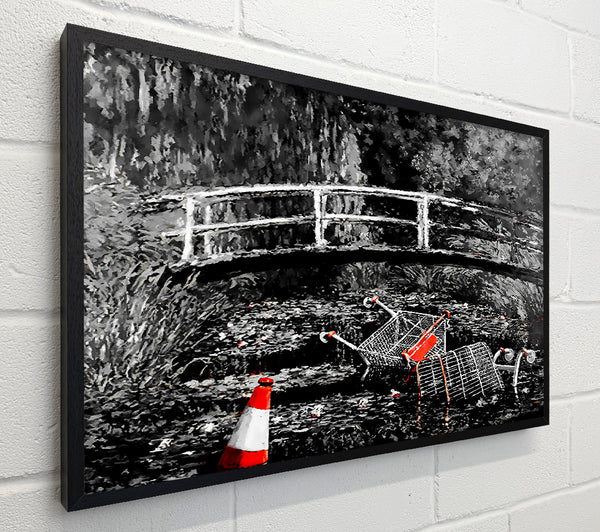 Banksy Waterlily Trash B N W Colour