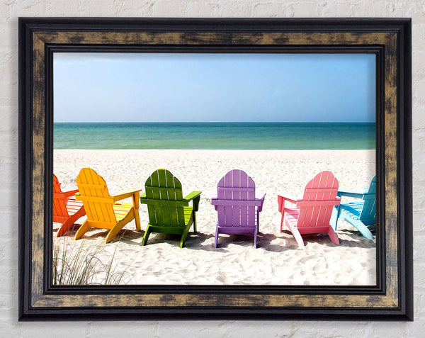 Beach Chairs Line-up Framed Print