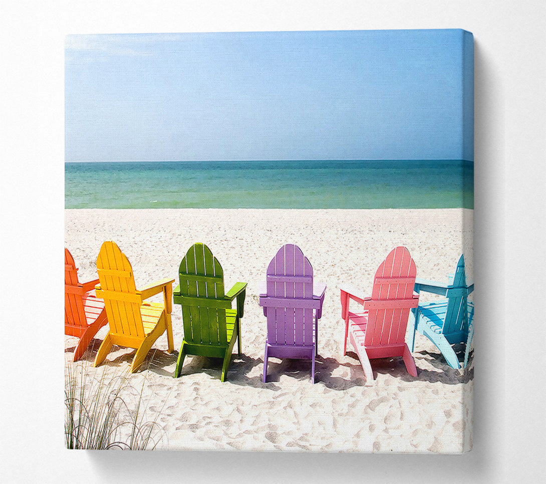  A Canvas Print of Beach Chairs Line-up Canvas Print