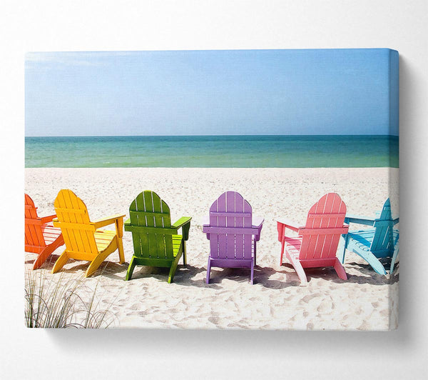  A Canvas Print of Beach Chairs Line-up Canvas Print