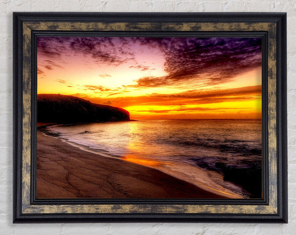 Stunning Ocean Beach At Sunset Framed Print