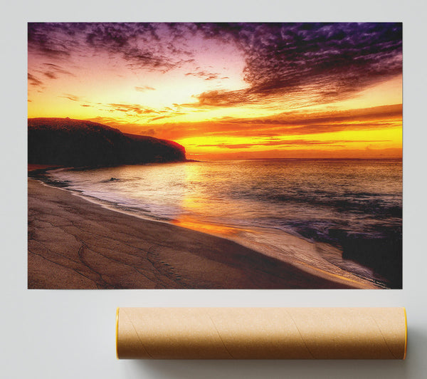 Stunning Ocean Beach At Sunset Print