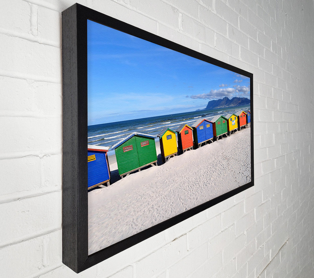  A Canvas Print of Beach Huts Rainbow Canvas Art