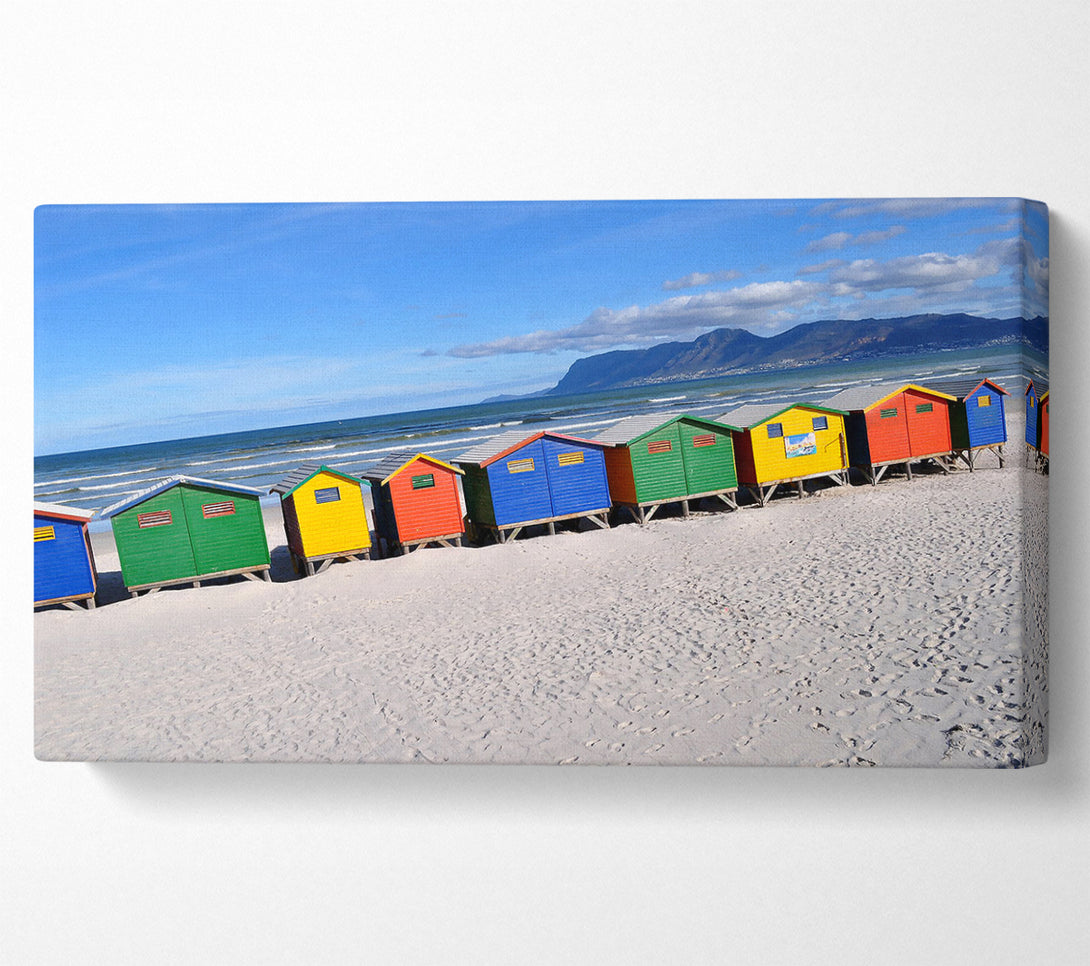  A Canvas Print of Beach Huts Rainbow Canvas Art