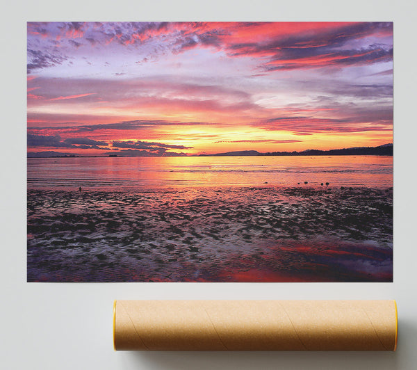 Pebbles In The Morning Sunrise Poster