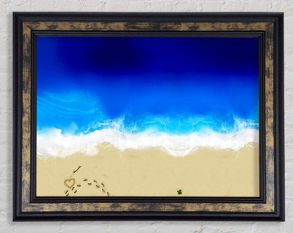 Footprints In The Sand Love Framed Print