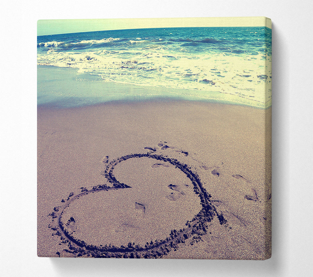 A Canvas Print of Heart On Beach Canvas Art