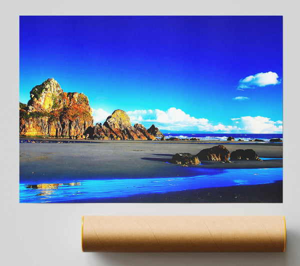 Rocky Blue Beach Poster