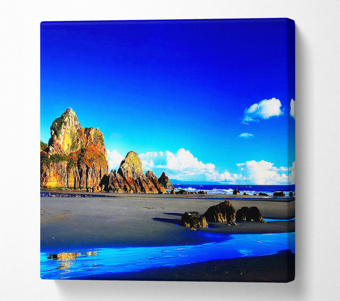  A Canvas Print of Rocky Blue Beach Canvas Art
