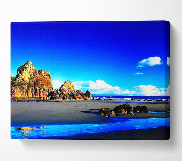  A Canvas Print of Rocky Blue Beach Canvas Art
