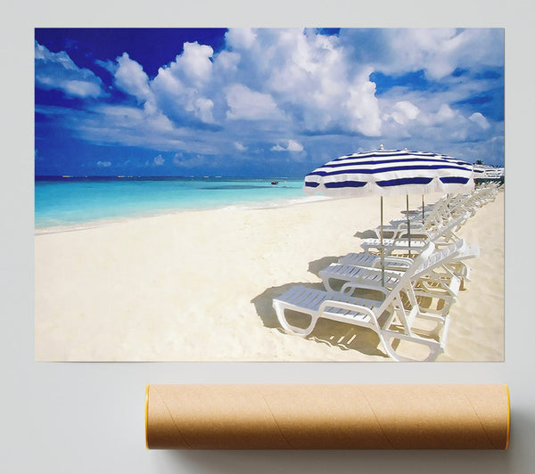 Sun Beds On The Island Of Paradise Poster