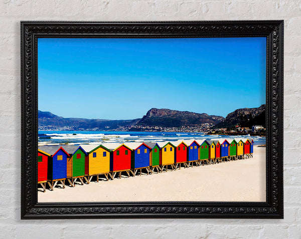 Colourful Beach Hut Line-Up