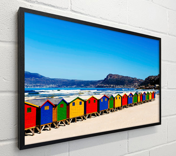 Colourful Beach Hut Line-Up
