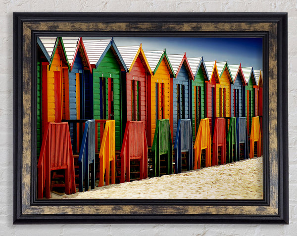 Beach Hut Parade Framed Print