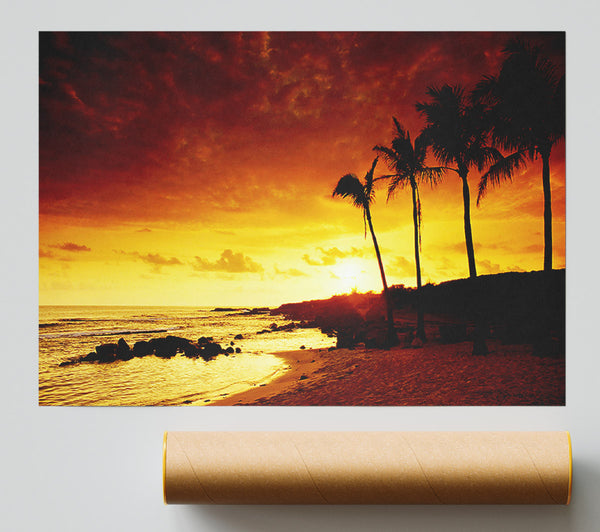Caramel Palm Tree Sunset Print