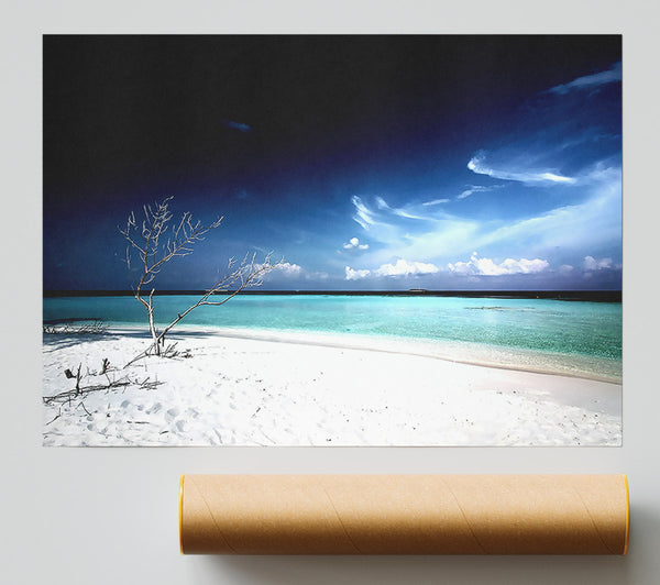 Perfect White Sands In The Dark Blue Skies Print