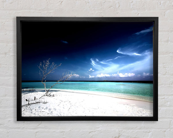 Perfect White Sands In The Dark Blue Skies Framed Print