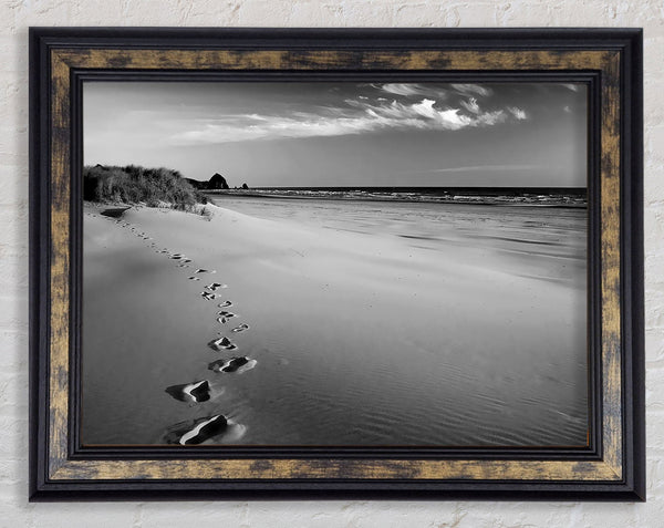 Footprints B n W Framed Print