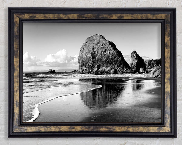 Magnificent Ocean Rocks B n W Framed Print