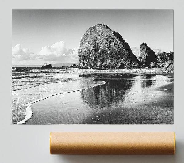 Magnificent Ocean Rocks B N W Poster
