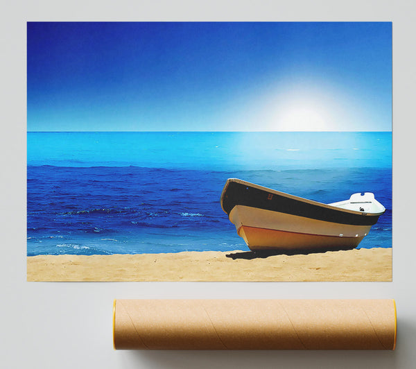 Sail Boat On The Crystal Ocean Shoreline Poster