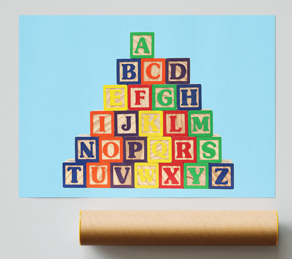 Alphabet Blocks Baby Blue Poster