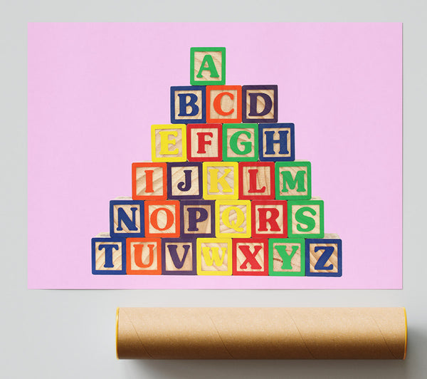 Alphabet Blocks Pink Poster