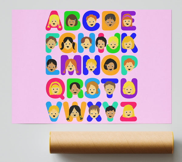 Alphabet Children Pink Poster