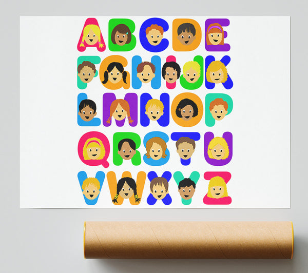 Alphabet Children White Print