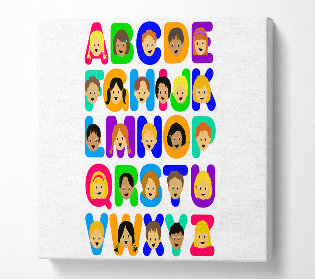  A Canvas Print of Alphabet Children White Canvas Art