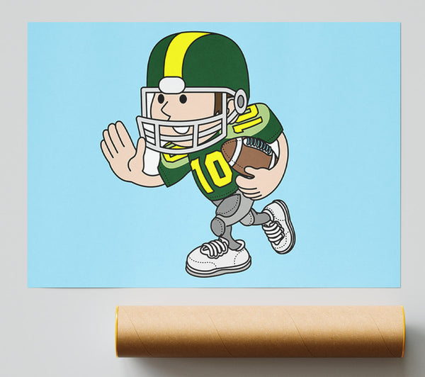 American Football Sport Player Baby Blue Poster