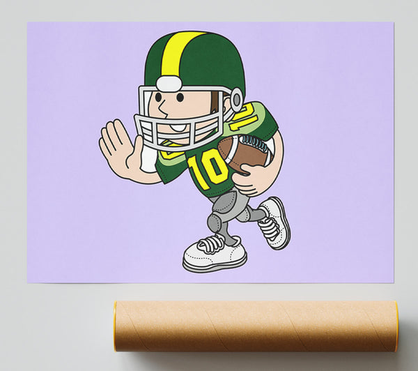 American Football Sport Player Lilac Print