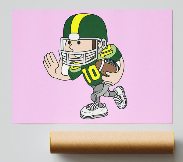 American Football Sport Player Pink Poster