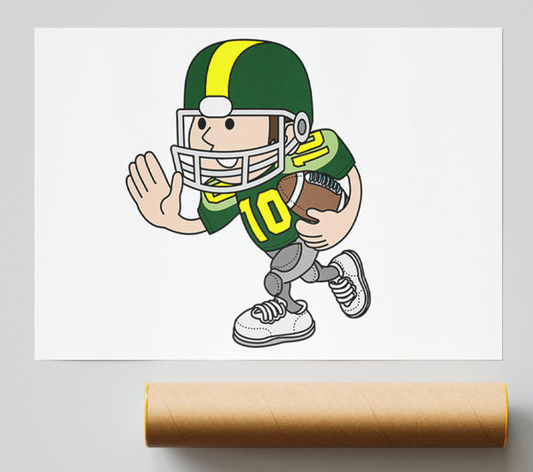 American Football Sport Player White Giclee Print