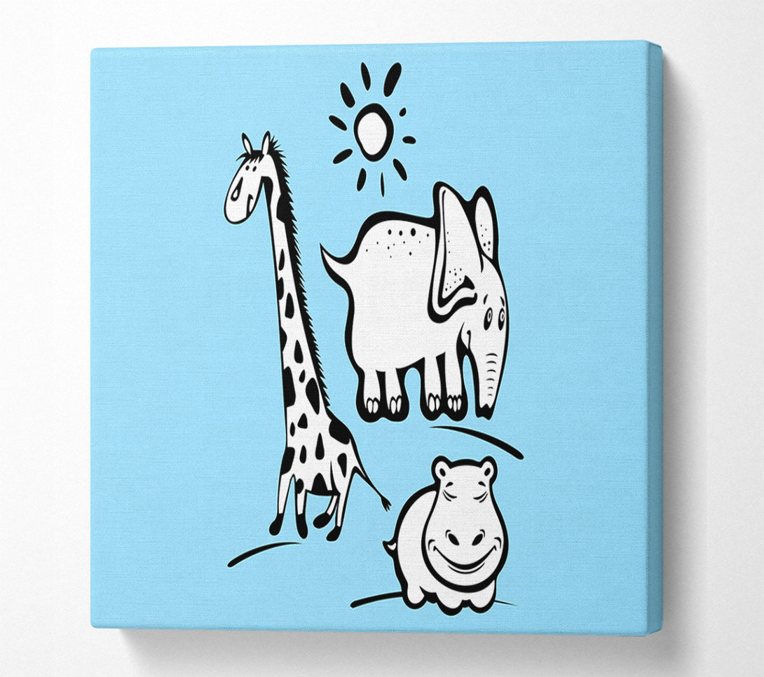  A Canvas Print of Animals Under The Sun Baby Blue Canvas Art