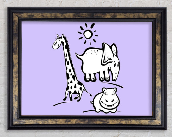 Animals Under The Sun Lilac Framed Print