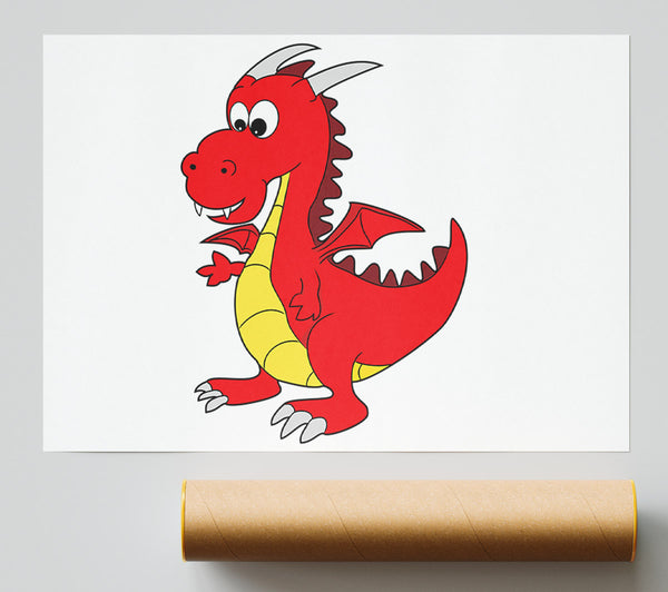 Big Dragon White Giclee Print