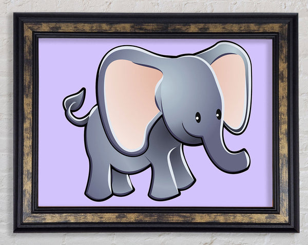 Big Eared Elephant Lilac Framed Print