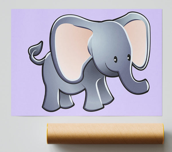 Big Eared Elephant Lilac Print