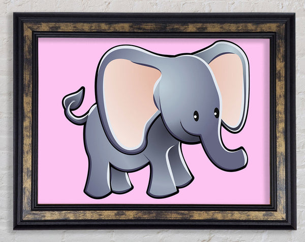 Big Eared Elephant Pink Framed Print