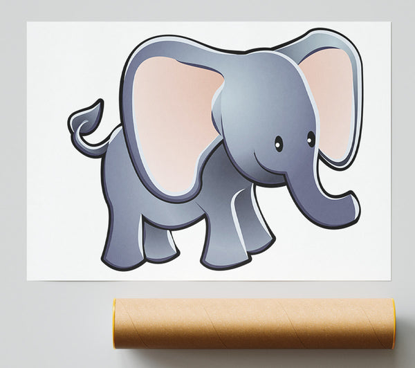 Big Eared Elephant White Poster
