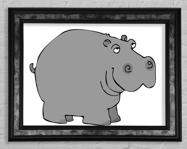 Big Fat Hippo White Framed Print